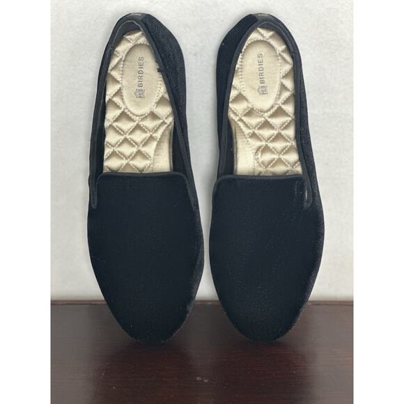 Birdies The Starling Black Velvet Slippers Loafers Women's Size 8 Black EUC - Picture 1 of 7